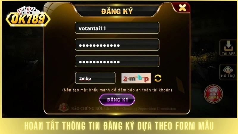 Hoàn tất thông tin đăng ký dựa theo form mẫu