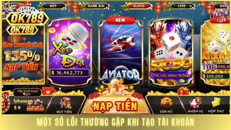 Một số lỗi thường gặp khi tạo tài khoản