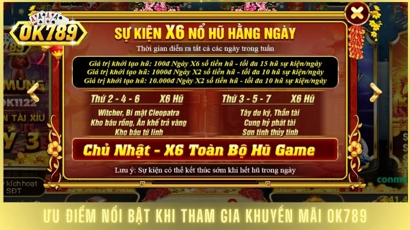 Ưu điểm nổi bật khi tham gia khuyến mãi OK789