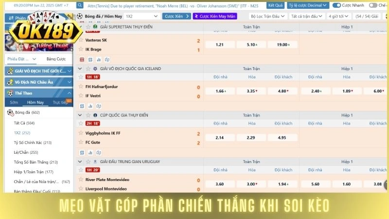 Mẹo vặt góp phần chiến thắng khi soi kèo